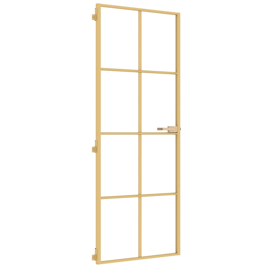 Binnendeur smal 76x201,5 cm gehard glas en aluminium goudkleur – afbeelding 2