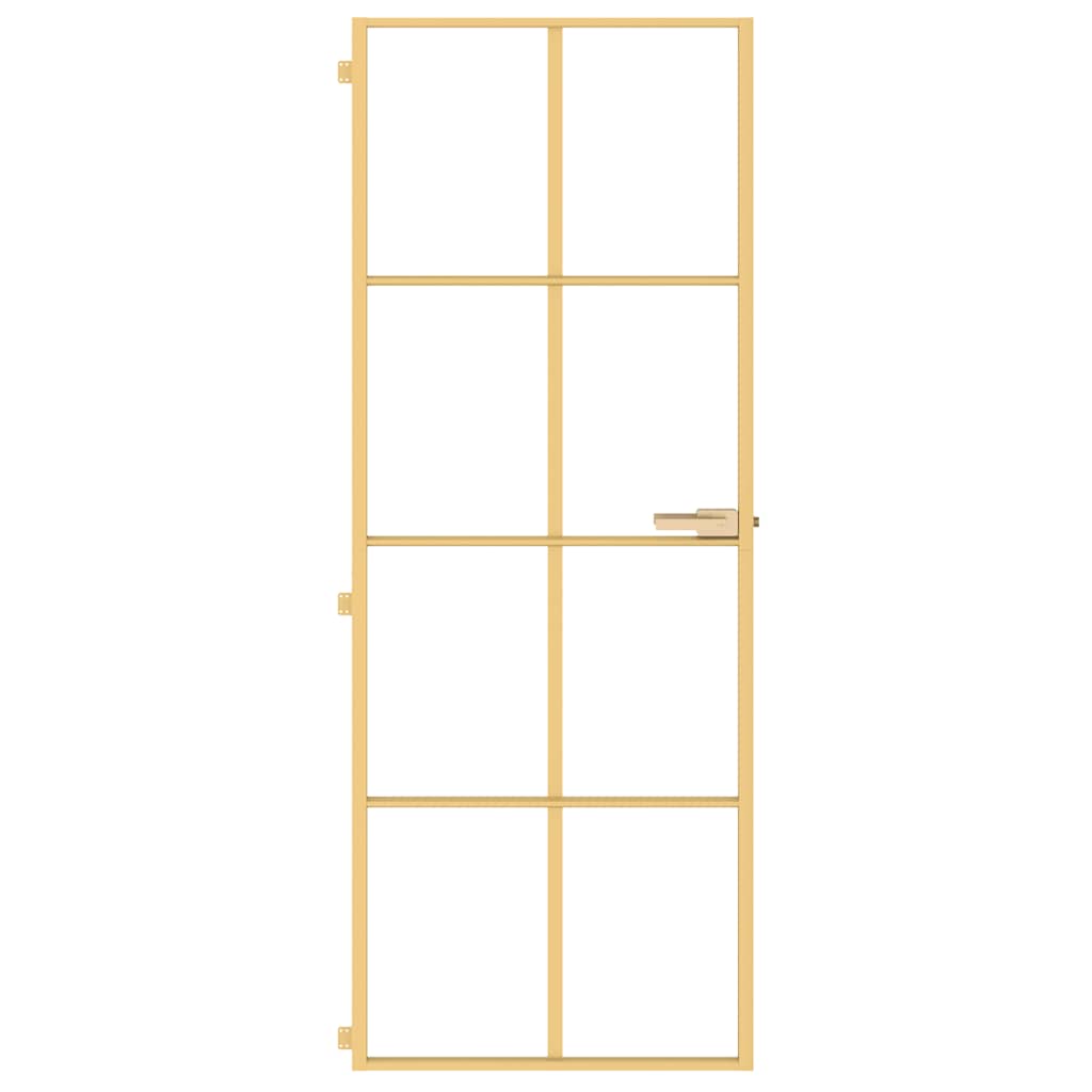 Binnendeur smal 76x201,5 cm gehard glas en aluminium goudkleur – afbeelding 3