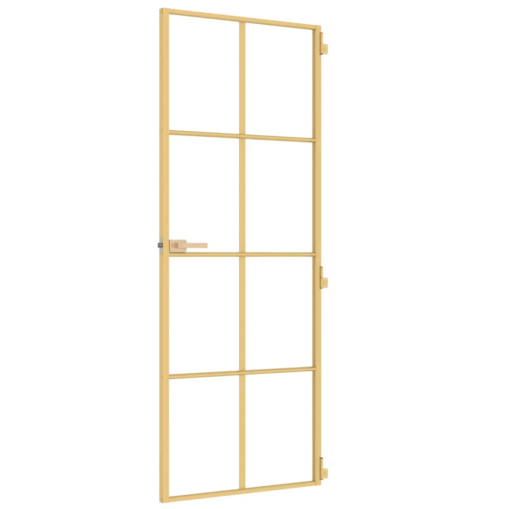 Binnendeur smal 76x201,5 cm gehard glas en aluminium goudkleur – afbeelding 4