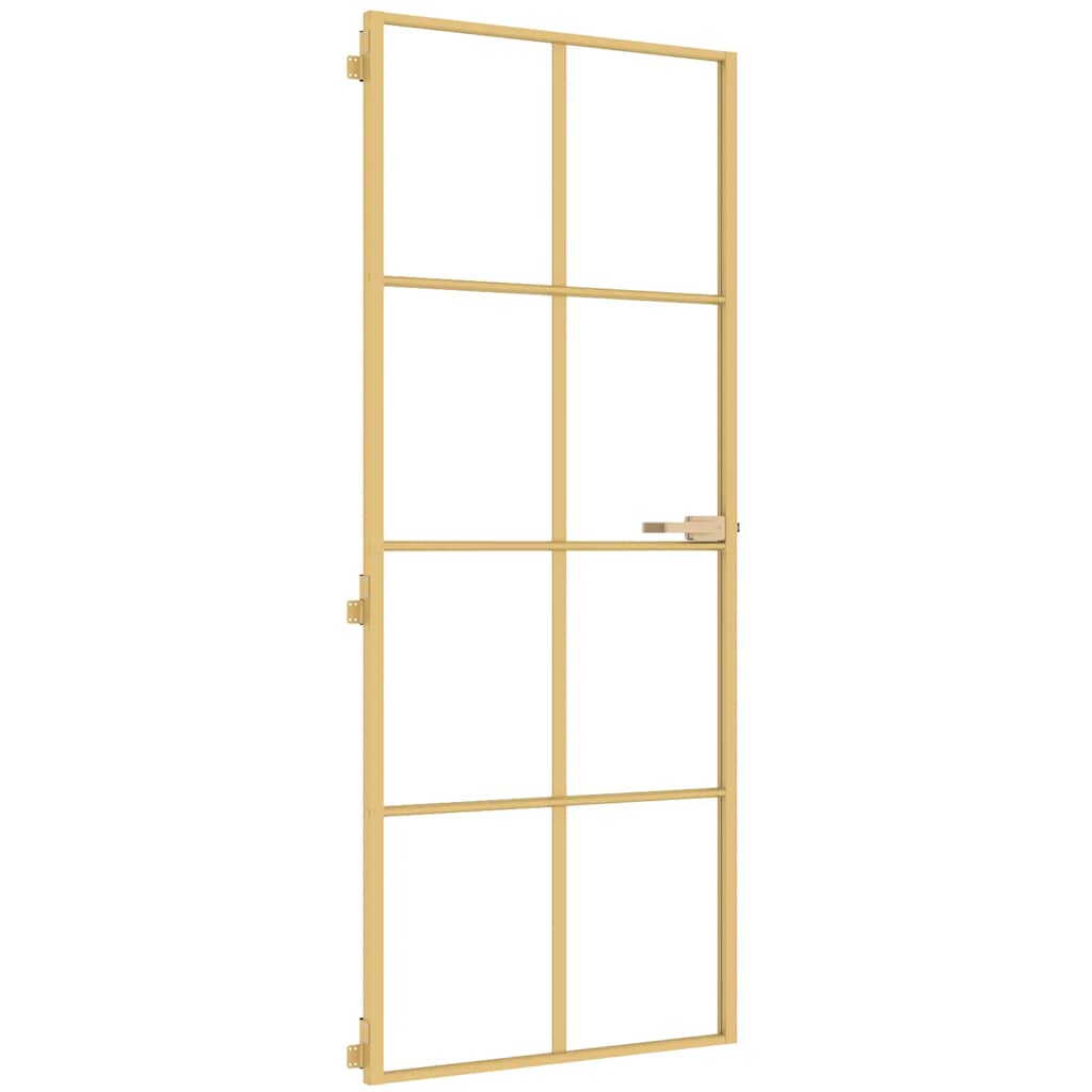 Binnendeur smal 83x201,5 cm gehard glas en aluminium goudkleur – afbeelding 2