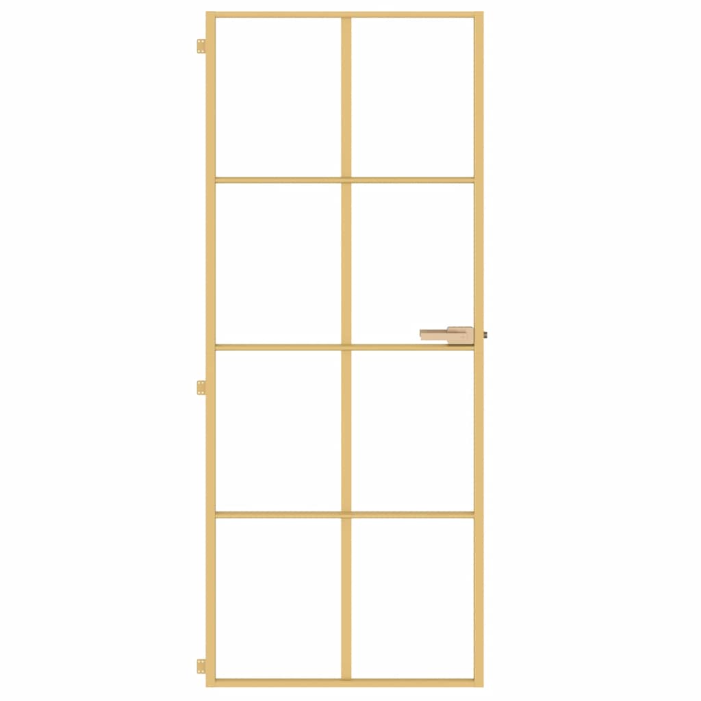 Binnendeur smal 83x201,5 cm gehard glas en aluminium goudkleur – afbeelding 3