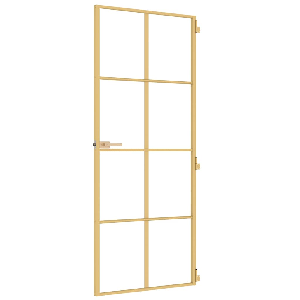 Binnendeur smal 83x201,5 cm gehard glas en aluminium goudkleur – afbeelding 4