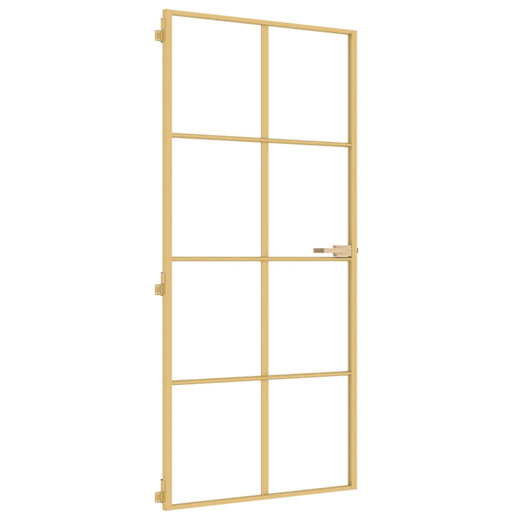 Binnendeur smal 93x201,5 cm gehard glas en aluminium goudkleur – afbeelding 2