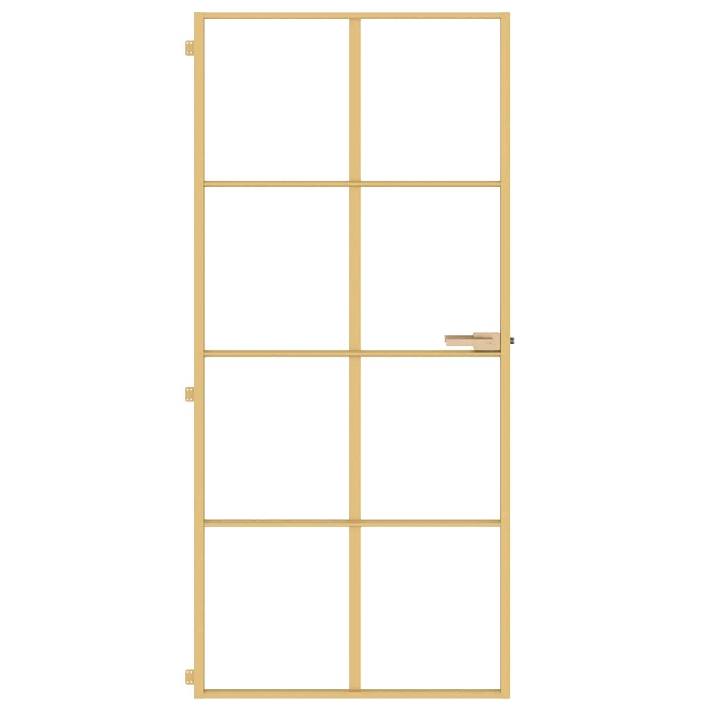 Binnendeur smal 93x201,5 cm gehard glas en aluminium goudkleur – afbeelding 3