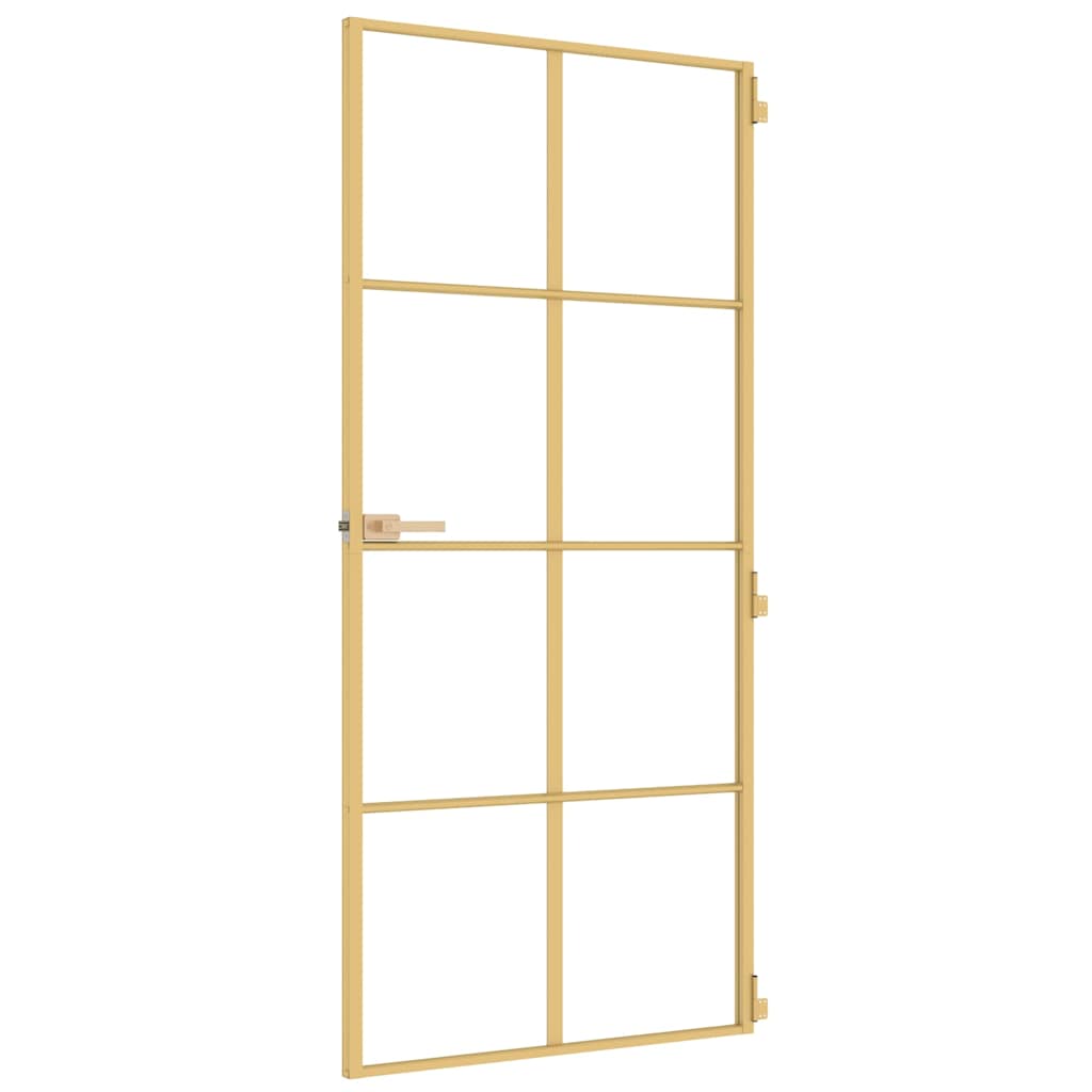 Binnendeur smal 93x201,5 cm gehard glas en aluminium goudkleur – afbeelding 4