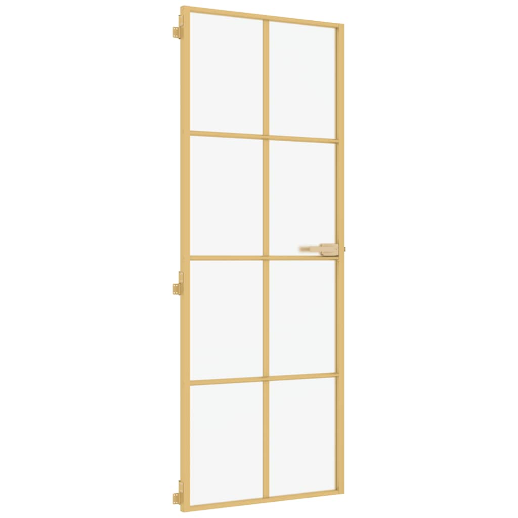 Binnendeur smal 76x201,5 cm gehard glas en aluminium goudkleur – afbeelding 2