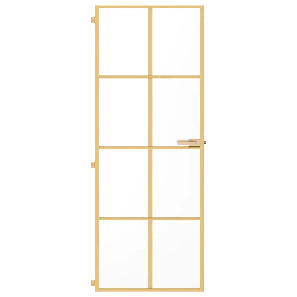 Binnendeur smal 76x201,5 cm gehard glas en aluminium goudkleur – afbeelding 3