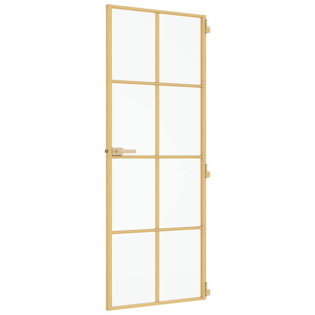 Binnendeur smal 76x201,5 cm gehard glas en aluminium goudkleur – afbeelding 4