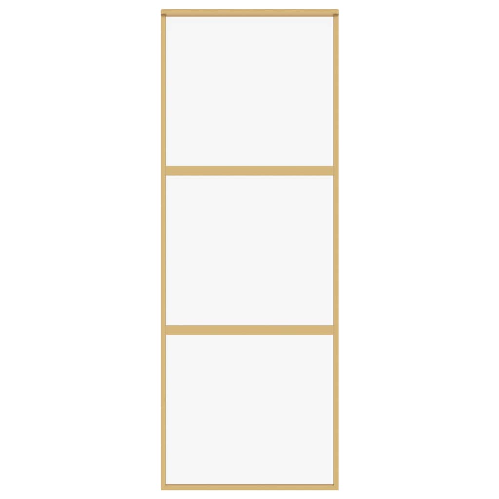Schuifdeur 76x205 cm helder ESG-glas en aluminium goudkleurig – afbeelding 3