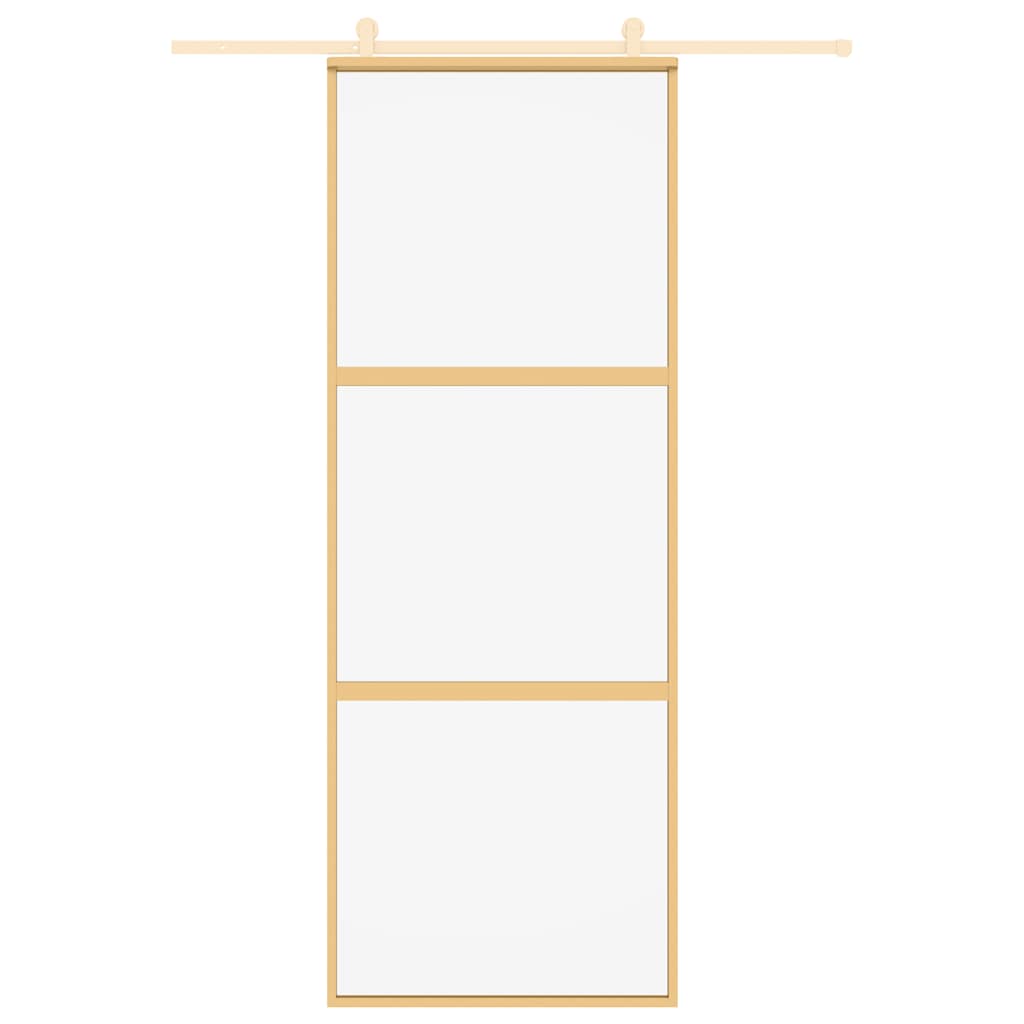 Schuifdeur 76x205 cm helder ESG-glas en aluminium goudkleurig – afbeelding 8