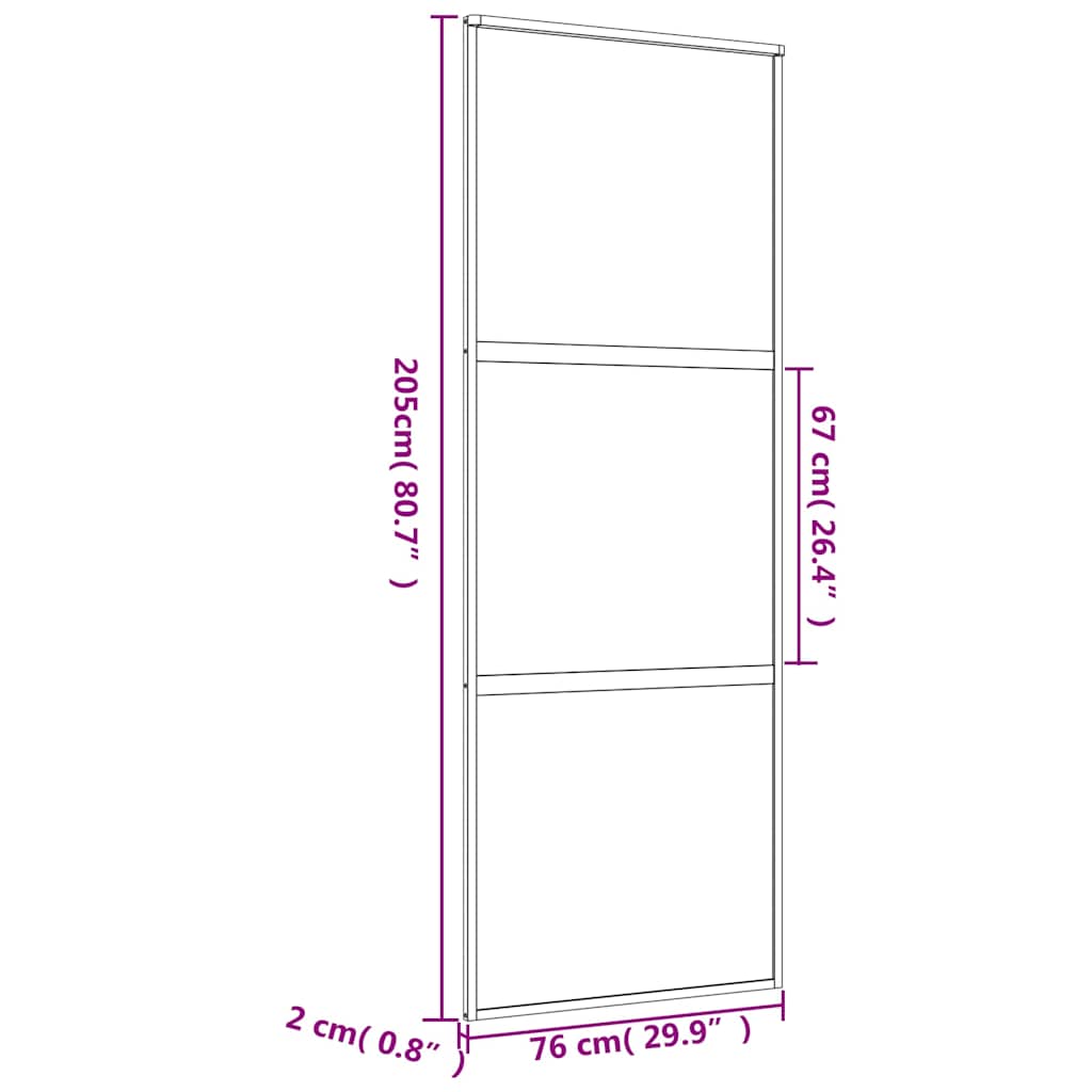 Schuifdeur 76x205 cm helder ESG-glas en aluminium goudkleurig – afbeelding 9