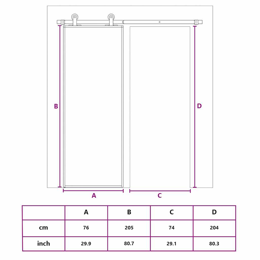 Schuifdeur 76x205 cm mat ESG-glas en aluminium goudkleurig – afbeelding 10