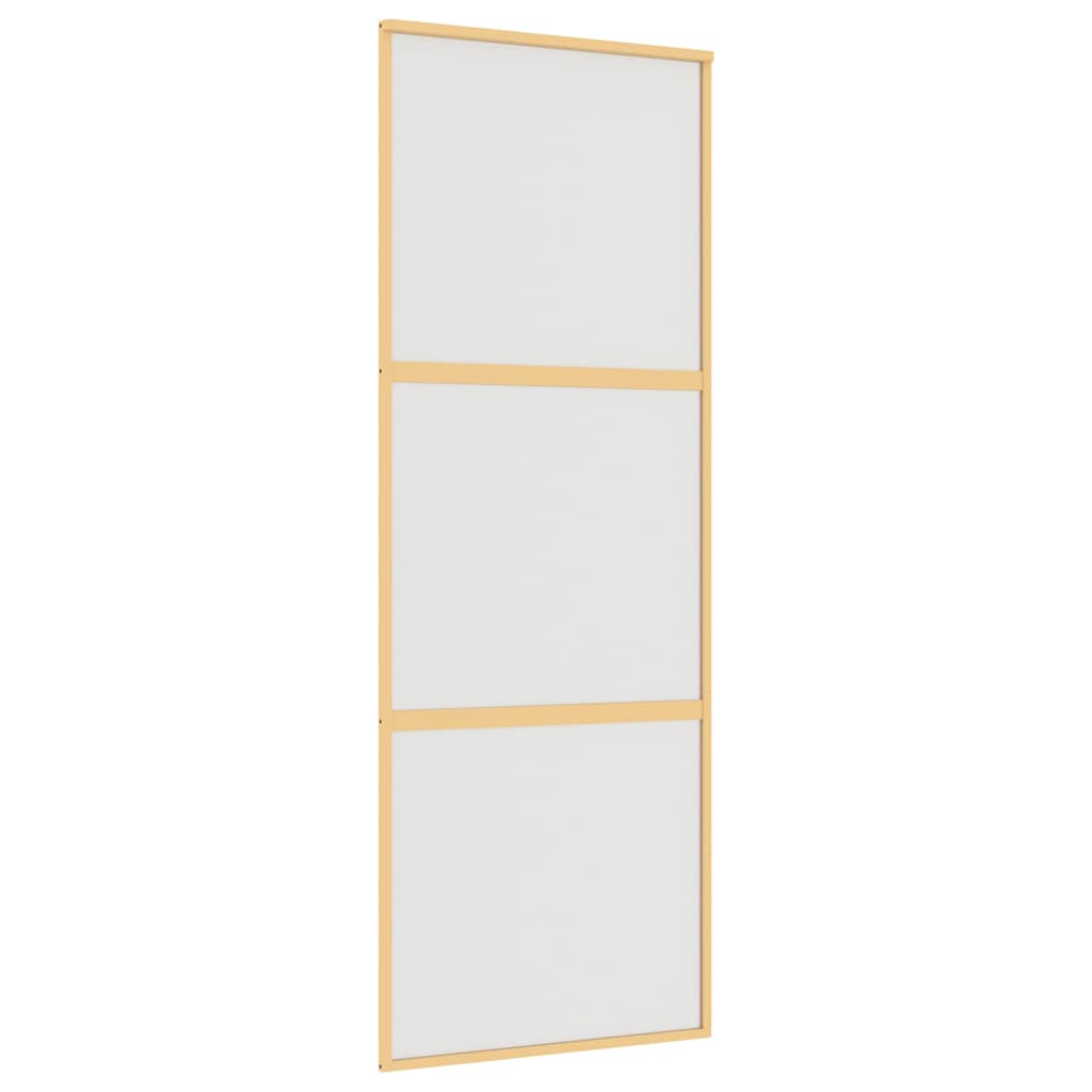 Schuifdeur 76x205 cm mat ESG-glas en aluminium goudkleurig – afbeelding 2