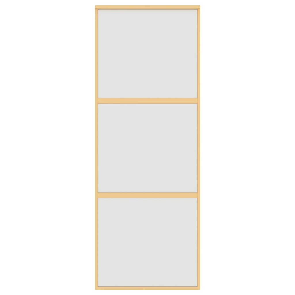 Schuifdeur 76x205 cm mat ESG-glas en aluminium goudkleurig – afbeelding 3
