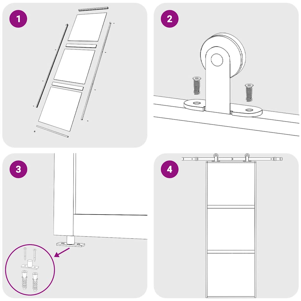 Schuifdeur 76x205 cm mat ESG-glas en aluminium goudkleurig – afbeelding 7