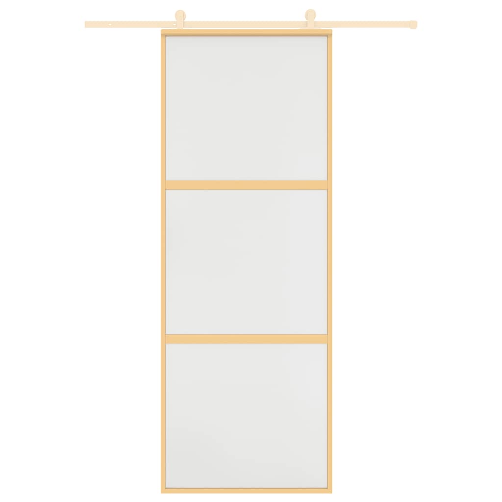 Schuifdeur 76x205 cm mat ESG-glas en aluminium goudkleurig – afbeelding 8