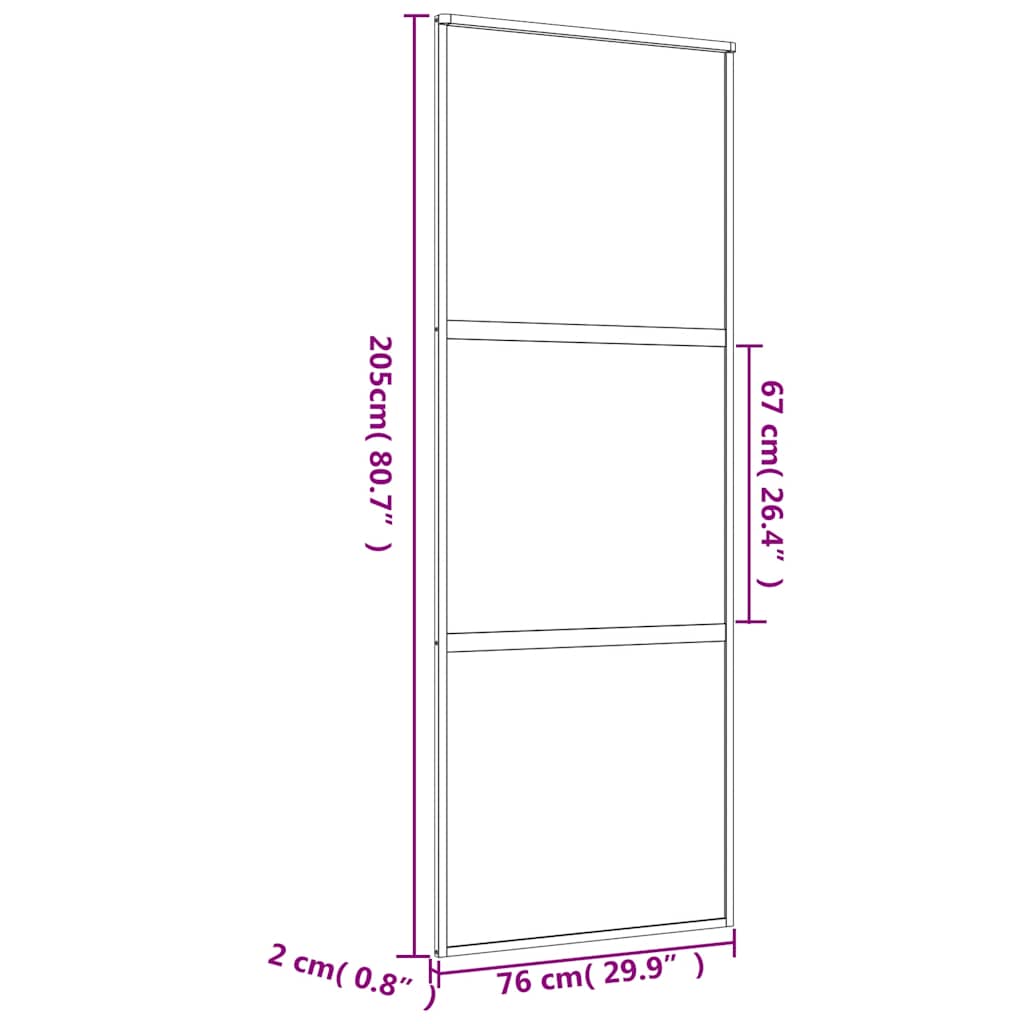 Schuifdeur 76x205 cm mat ESG-glas en aluminium goudkleurig – afbeelding 9