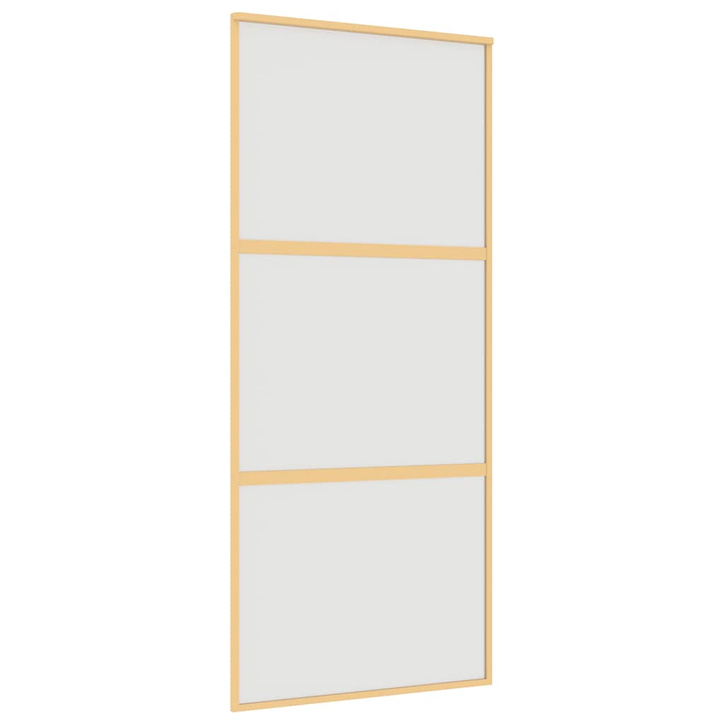 Schuifdeur 90x205 cm mat ESG-glas en aluminium goudkleurig – afbeelding 2