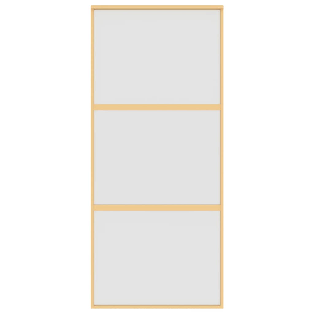 Schuifdeur 90x205 cm mat ESG-glas en aluminium goudkleurig – afbeelding 3