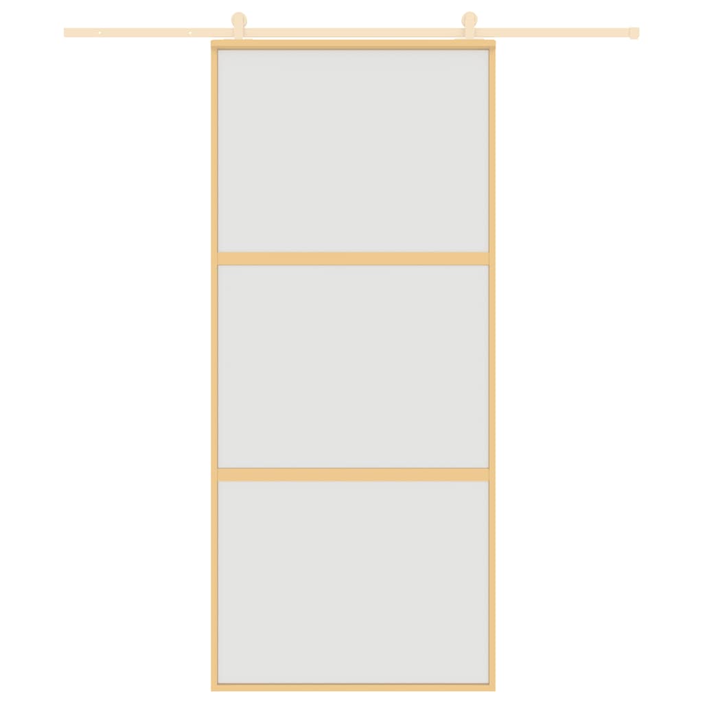 Schuifdeur 90x205 cm mat ESG-glas en aluminium goudkleurig – afbeelding 8