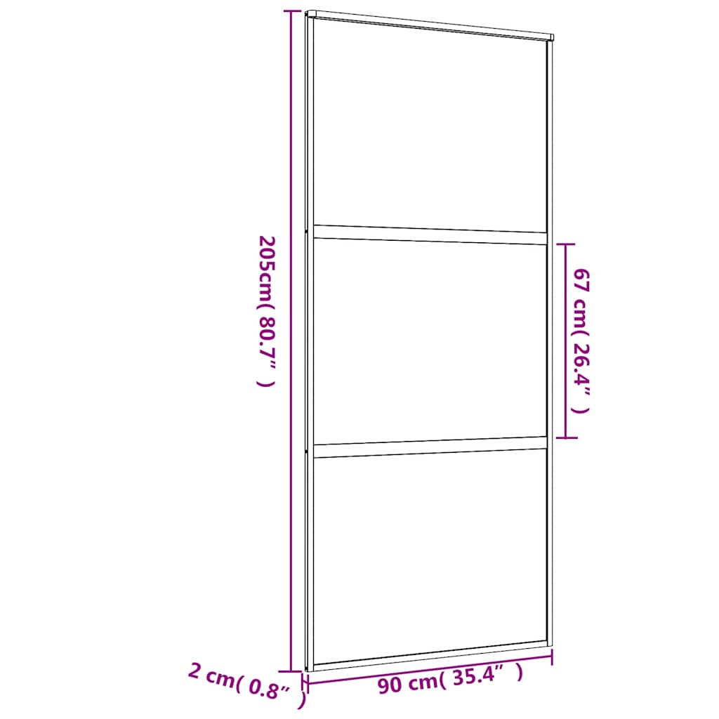 Schuifdeur 90x205 cm mat ESG-glas en aluminium goudkleurig – afbeelding 9