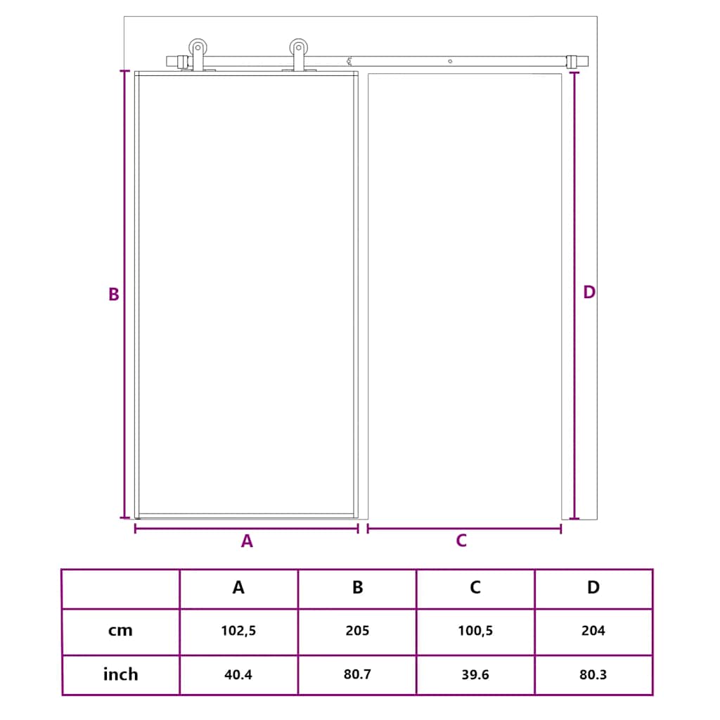 Schuifdeur 102,5x205 cm mat ESG-glas en aluminium goudkleurig – afbeelding 10