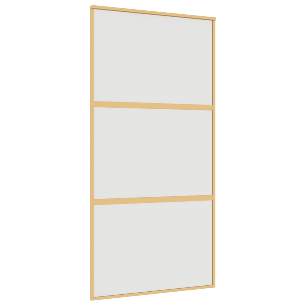 Schuifdeur 102,5x205 cm mat ESG-glas en aluminium goudkleurig – afbeelding 2