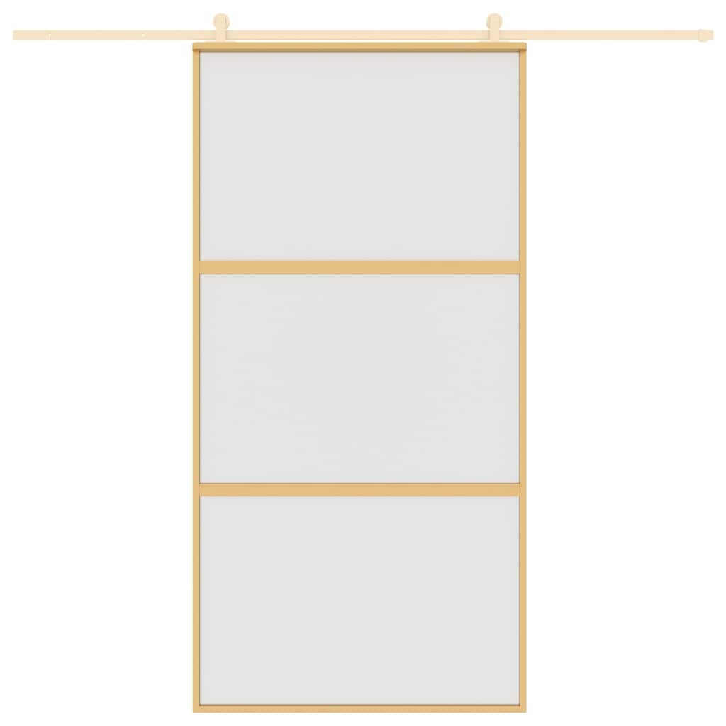 Schuifdeur 102,5x205 cm mat ESG-glas en aluminium goudkleurig – afbeelding 8