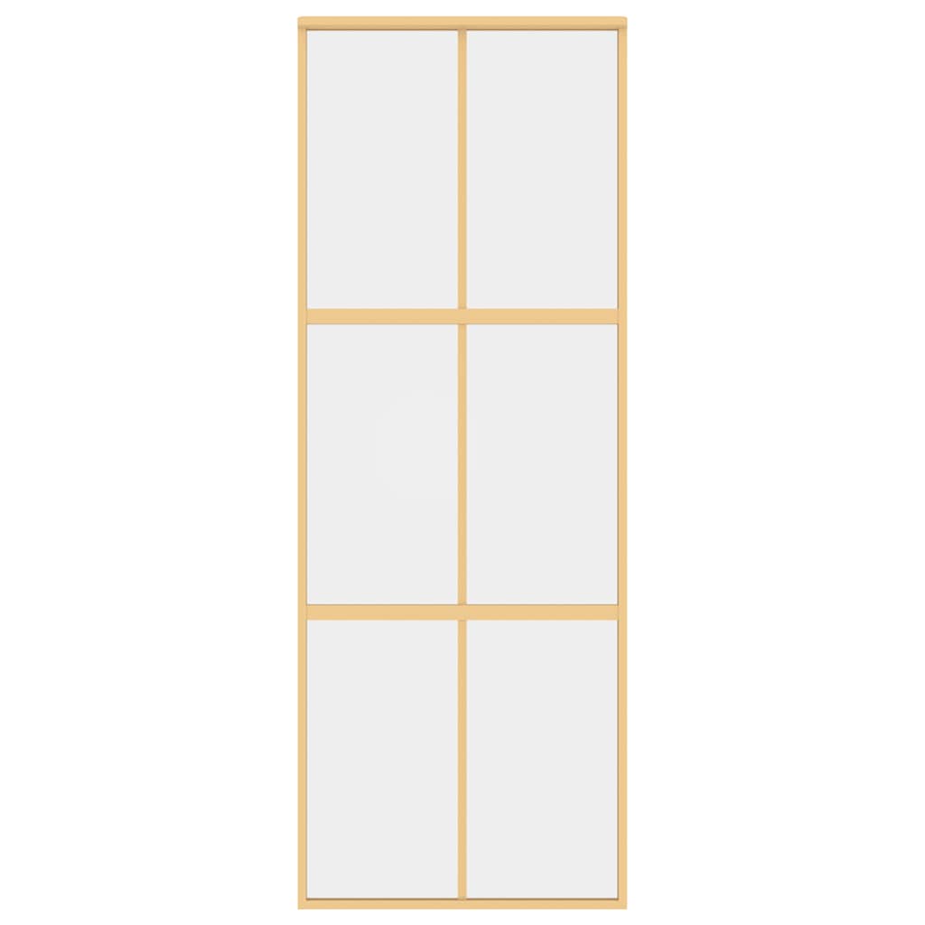 Schuifdeur 76x205 cm helder ESG-glas en aluminium goudkleurig – afbeelding 3