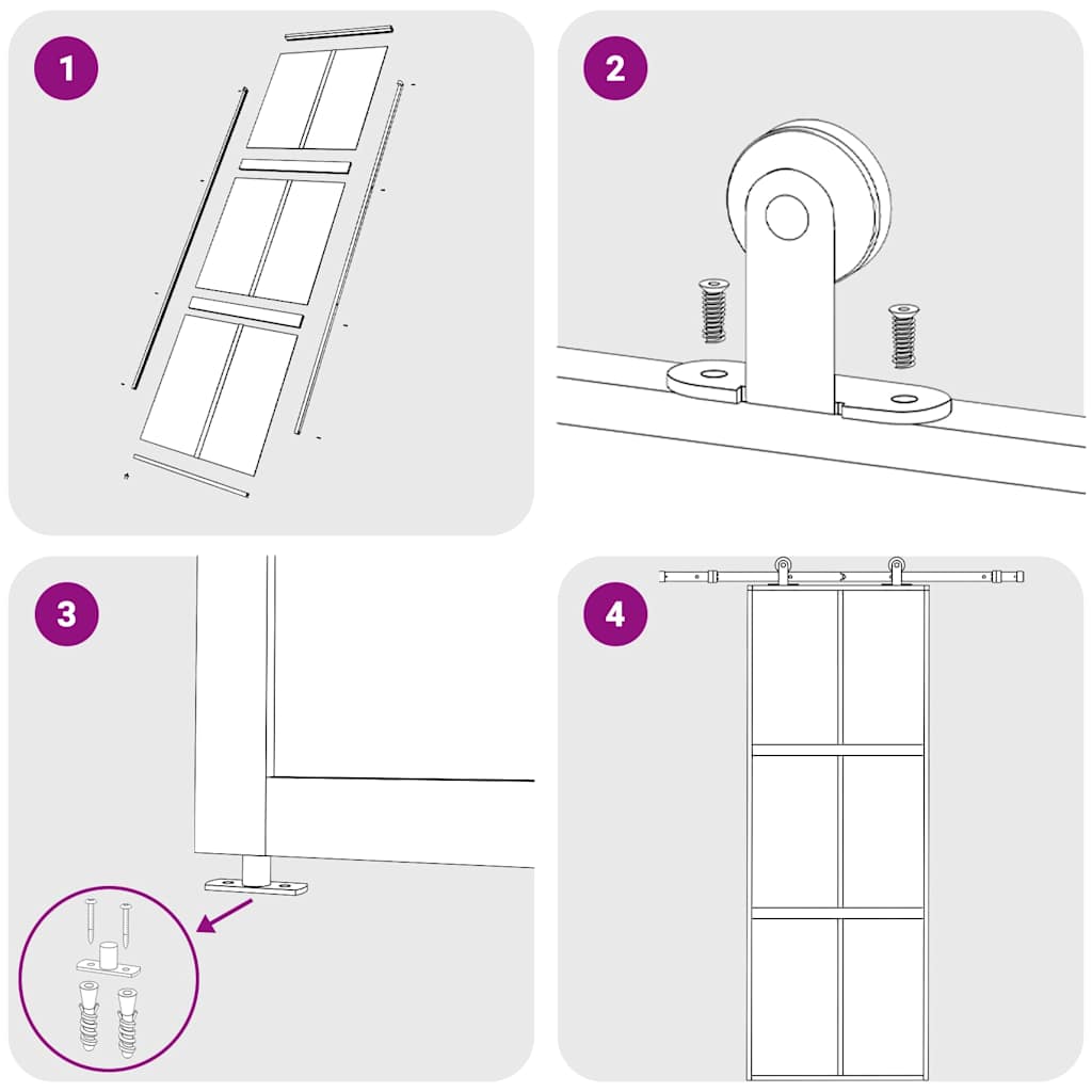 Schuifdeur 76x205 cm helder ESG-glas en aluminium goudkleurig – afbeelding 7