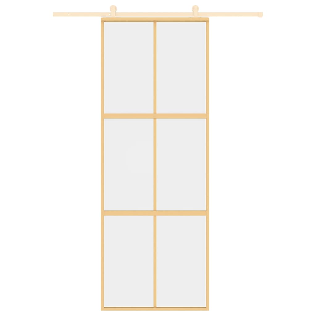 Schuifdeur 76x205 cm helder ESG-glas en aluminium goudkleurig – afbeelding 8