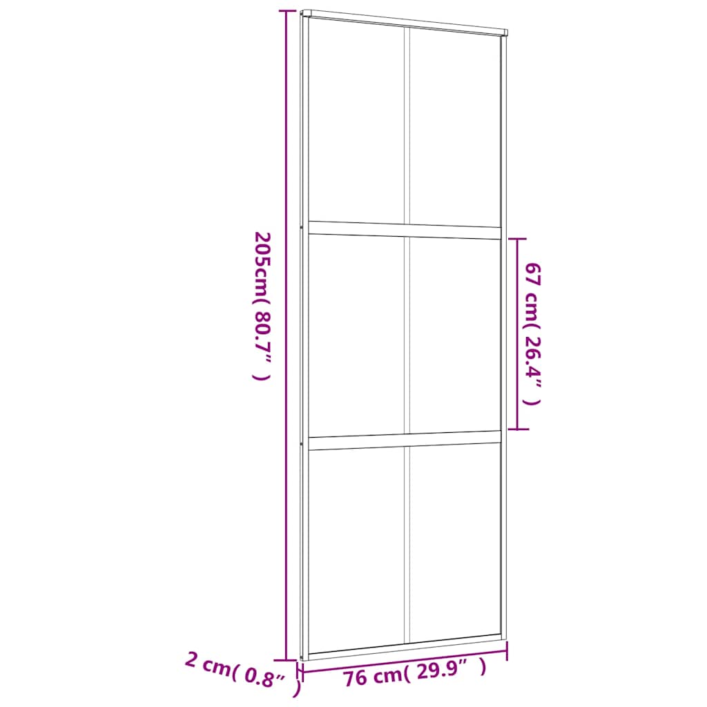 Schuifdeur 76x205 cm helder ESG-glas en aluminium goudkleurig – afbeelding 9