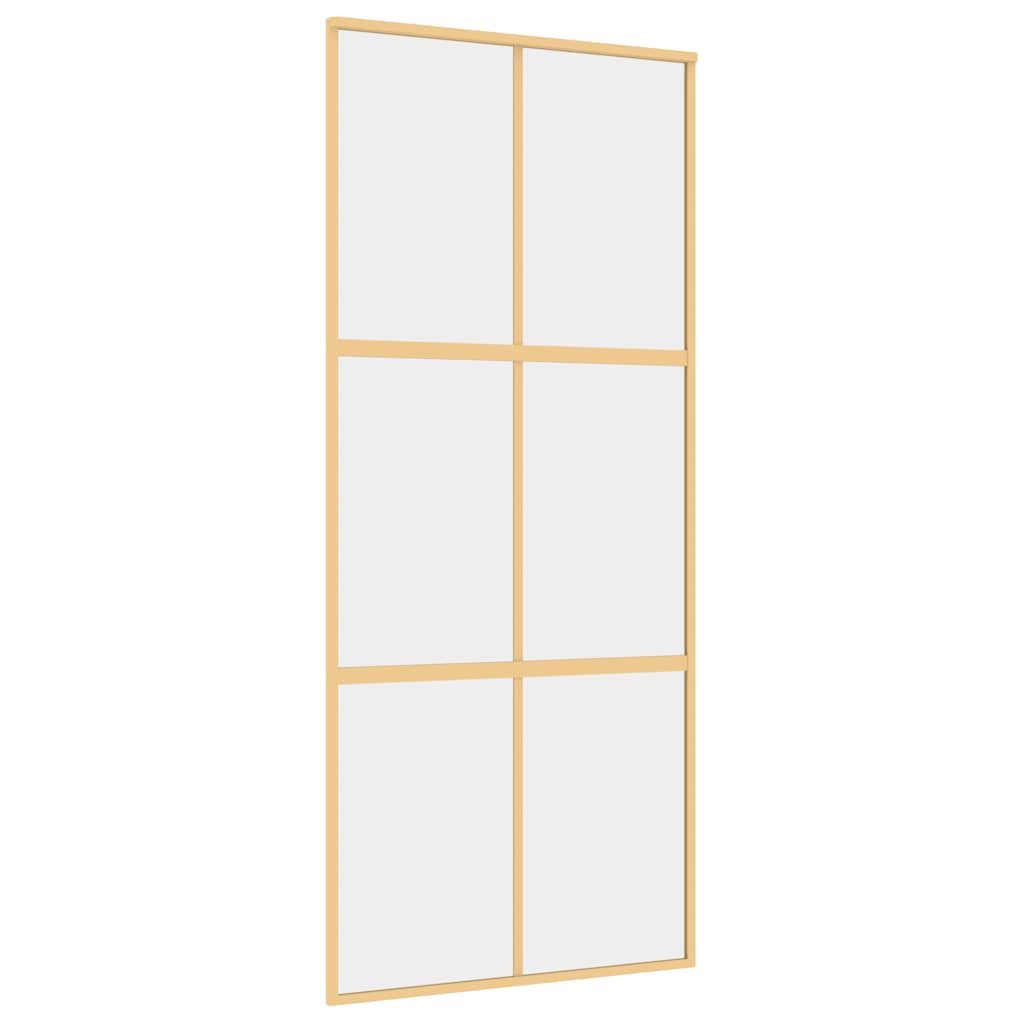 Schuifdeur 90x205 cm helder ESG-glas en aluminium goudkleurig – afbeelding 2