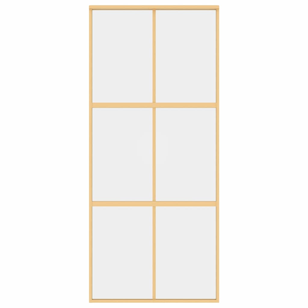 Schuifdeur 90x205 cm helder ESG-glas en aluminium goudkleurig – afbeelding 3