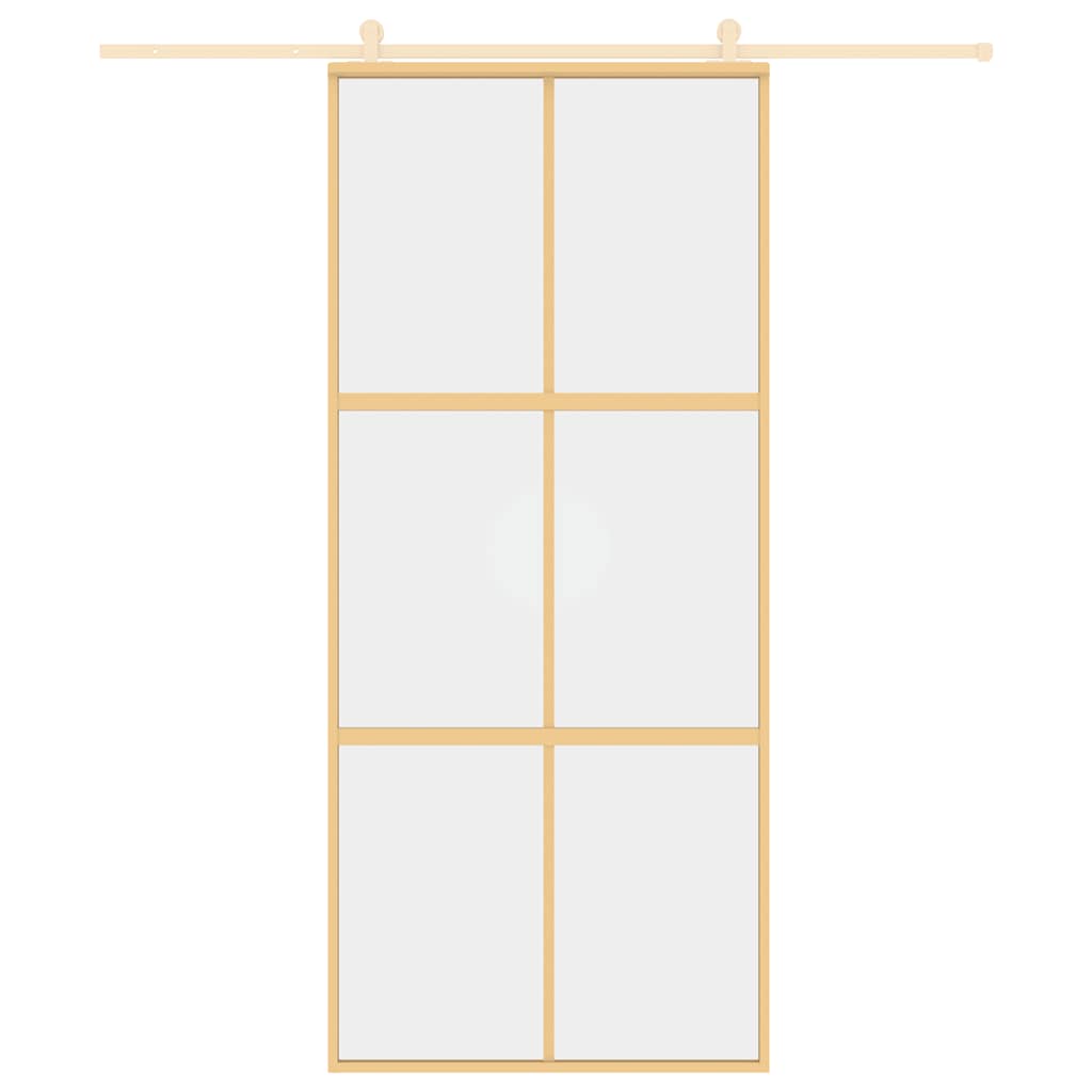 Schuifdeur 90x205 cm helder ESG-glas en aluminium goudkleurig – afbeelding 8