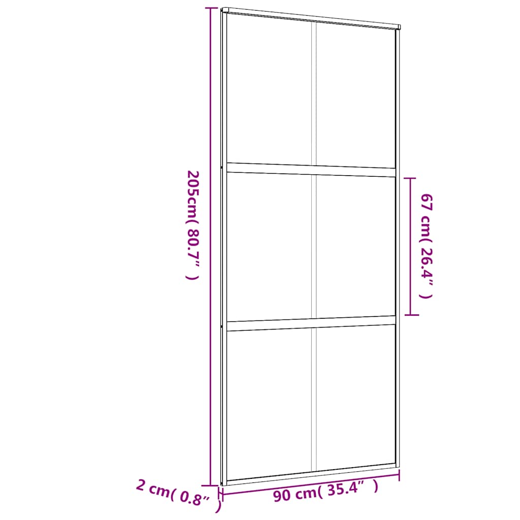 Schuifdeur 90x205 cm helder ESG-glas en aluminium goudkleurig – afbeelding 9