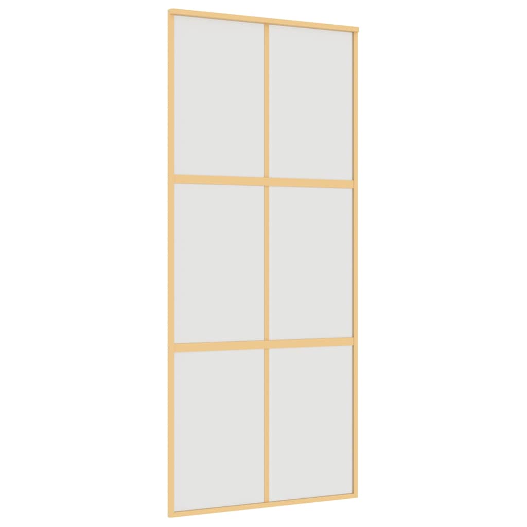 Schuifdeur 90x205 cm mat ESG-glas en aluminium goudkleurig – afbeelding 2