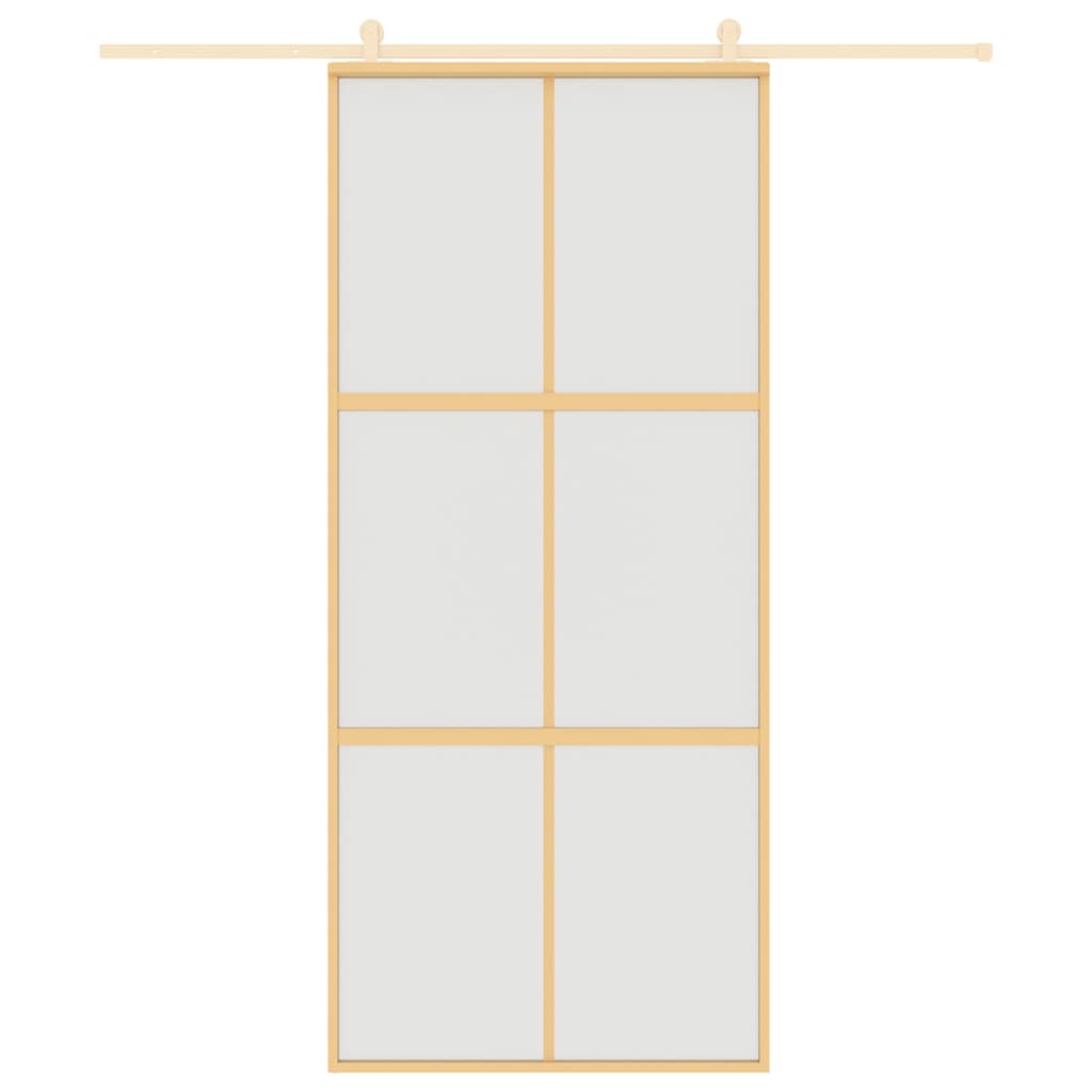 Schuifdeur 90x205 cm mat ESG-glas en aluminium goudkleurig – afbeelding 8