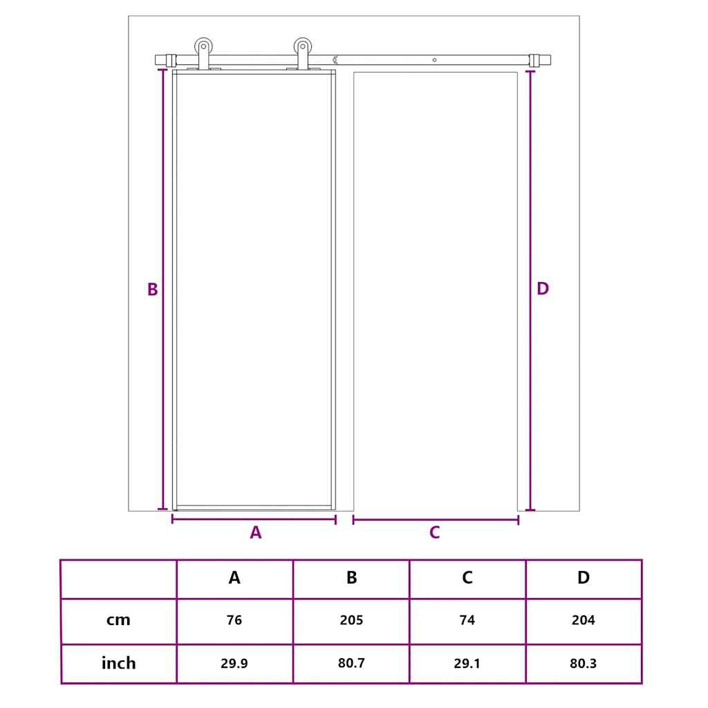 Schuifdeur 76x205 cm helder ESG-glas en aluminium goudkleurig – afbeelding 10