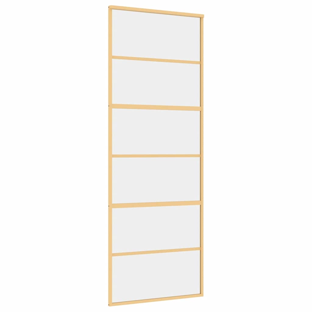 Schuifdeur 76x205 cm helder ESG-glas en aluminium goudkleurig – afbeelding 2