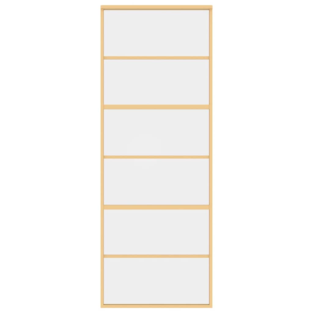 Schuifdeur 76x205 cm helder ESG-glas en aluminium goudkleurig – afbeelding 3