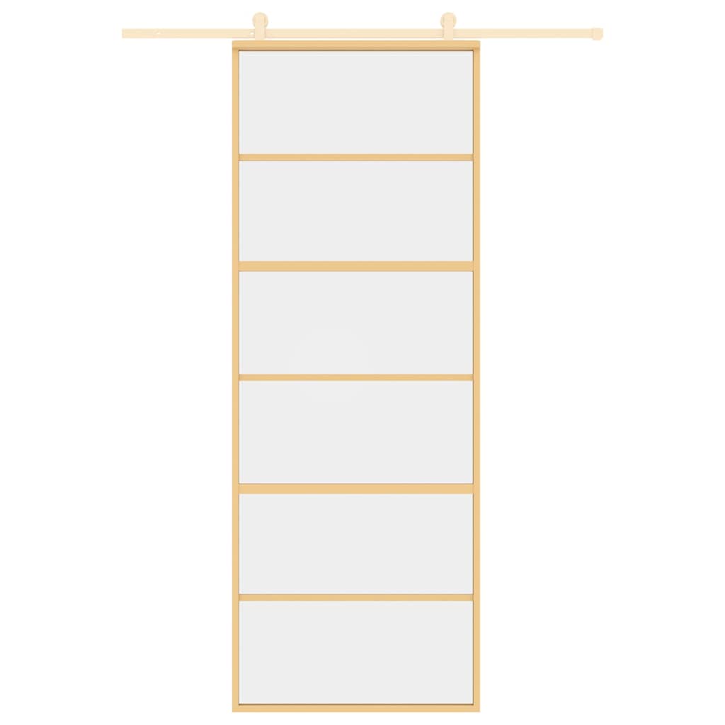 Schuifdeur 76x205 cm helder ESG-glas en aluminium goudkleurig – afbeelding 8