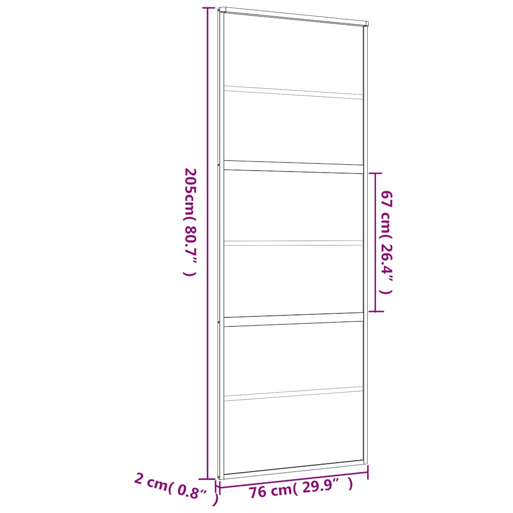 Schuifdeur 76x205 cm helder ESG-glas en aluminium goudkleurig – afbeelding 9