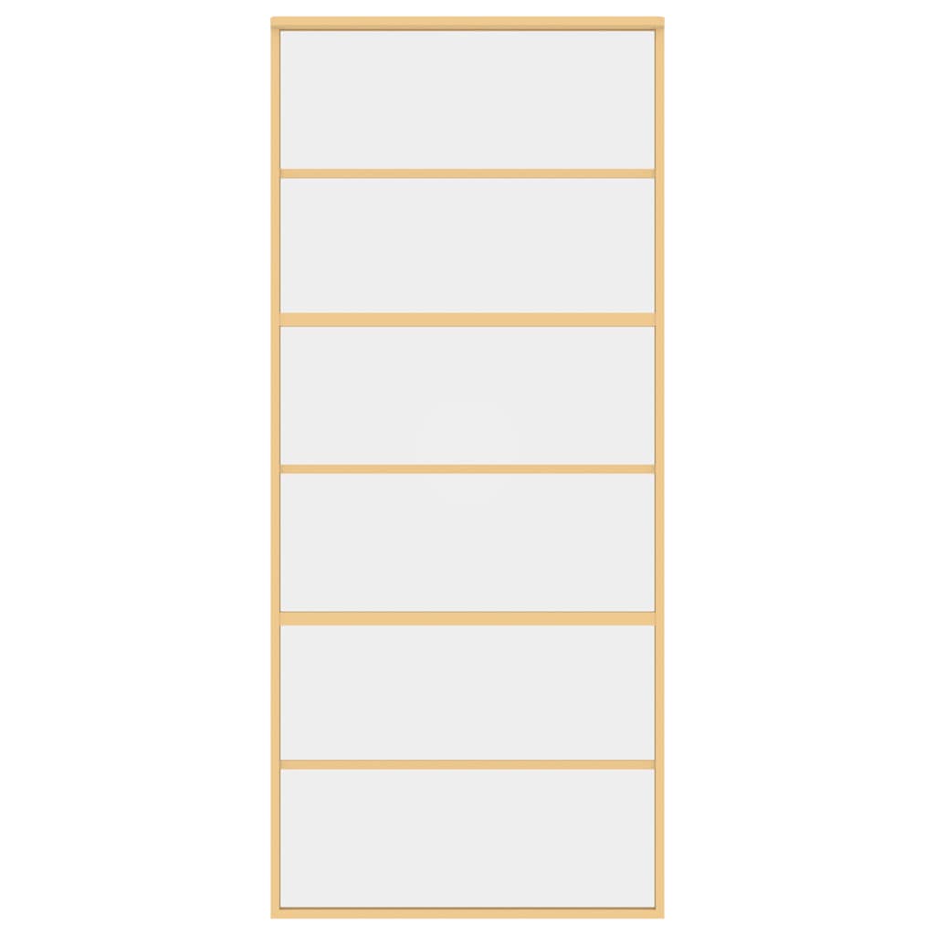 Schuifdeur 90x205 cm helder ESG-glas en aluminium goudkleurig – afbeelding 3