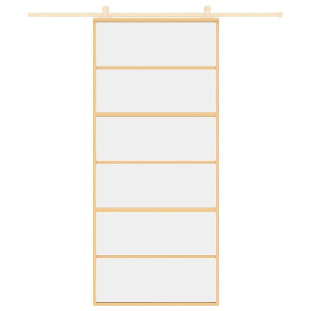 Schuifdeur 90x205 cm helder ESG-glas en aluminium goudkleurig – afbeelding 8