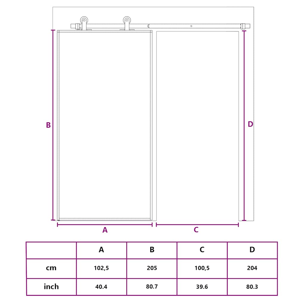 Schuifdeur 102,5x205 cm helder ESG-glas en aluminium goudkleur – afbeelding 10