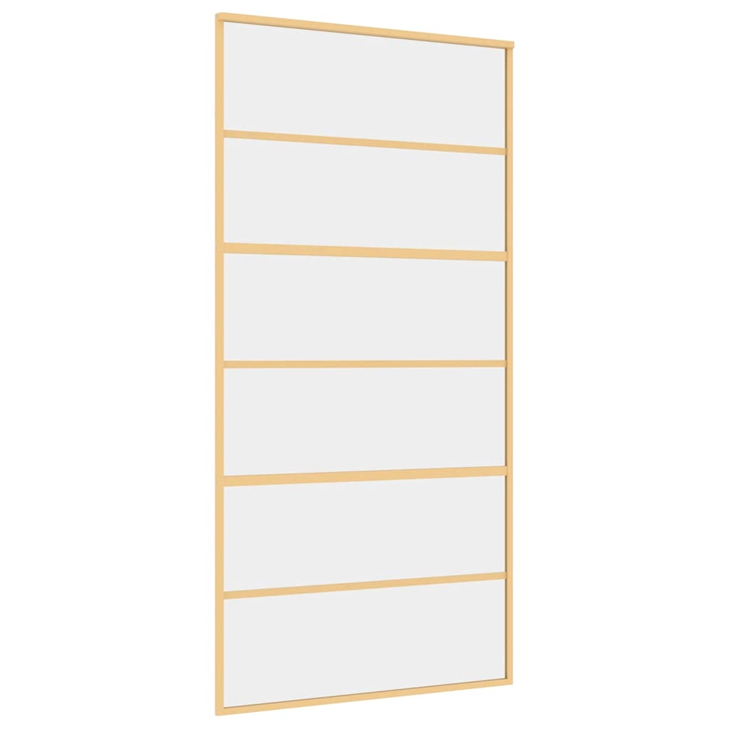 Schuifdeur 102,5x205 cm helder ESG-glas en aluminium goudkleur – afbeelding 2
