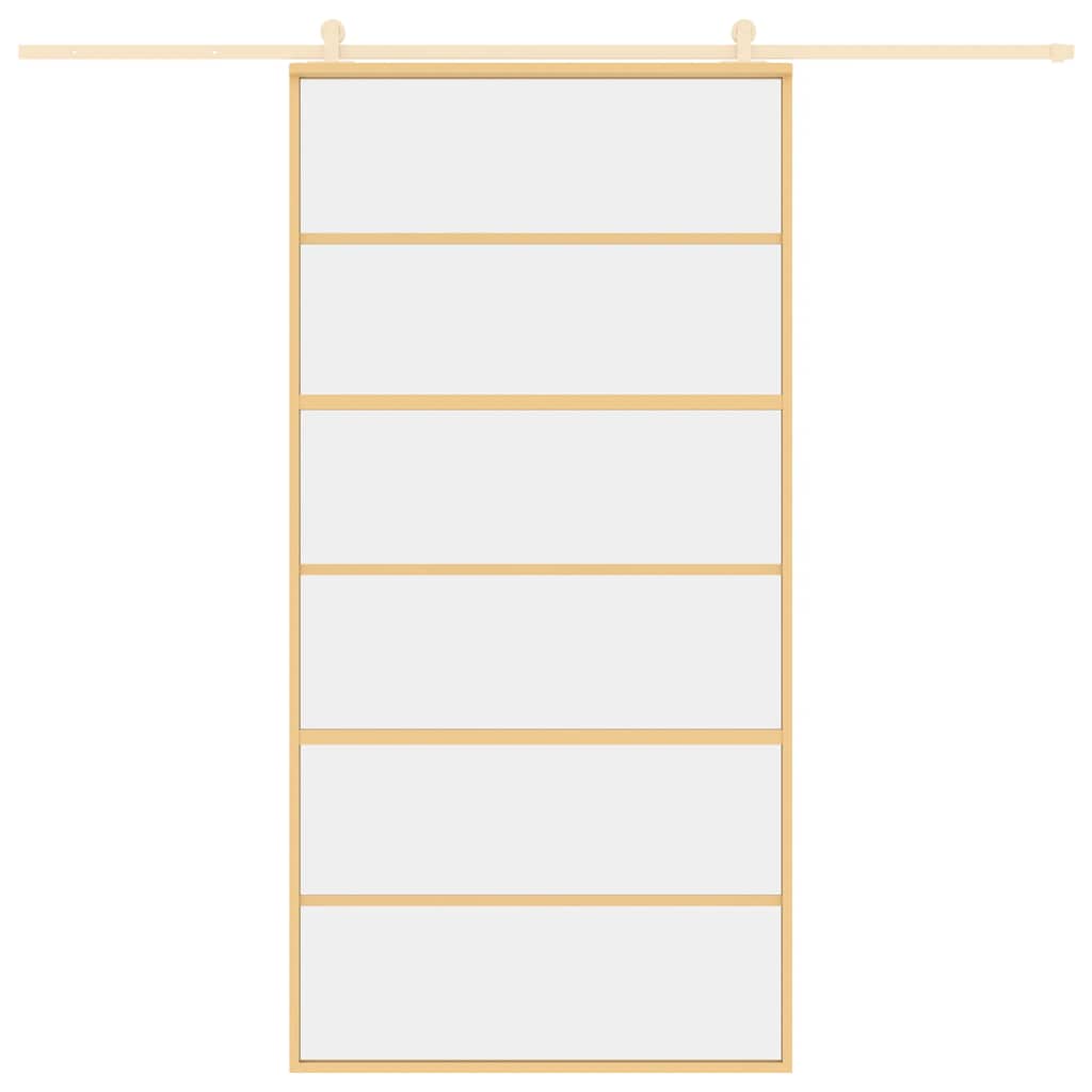 Schuifdeur 102,5x205 cm helder ESG-glas en aluminium goudkleur – afbeelding 8