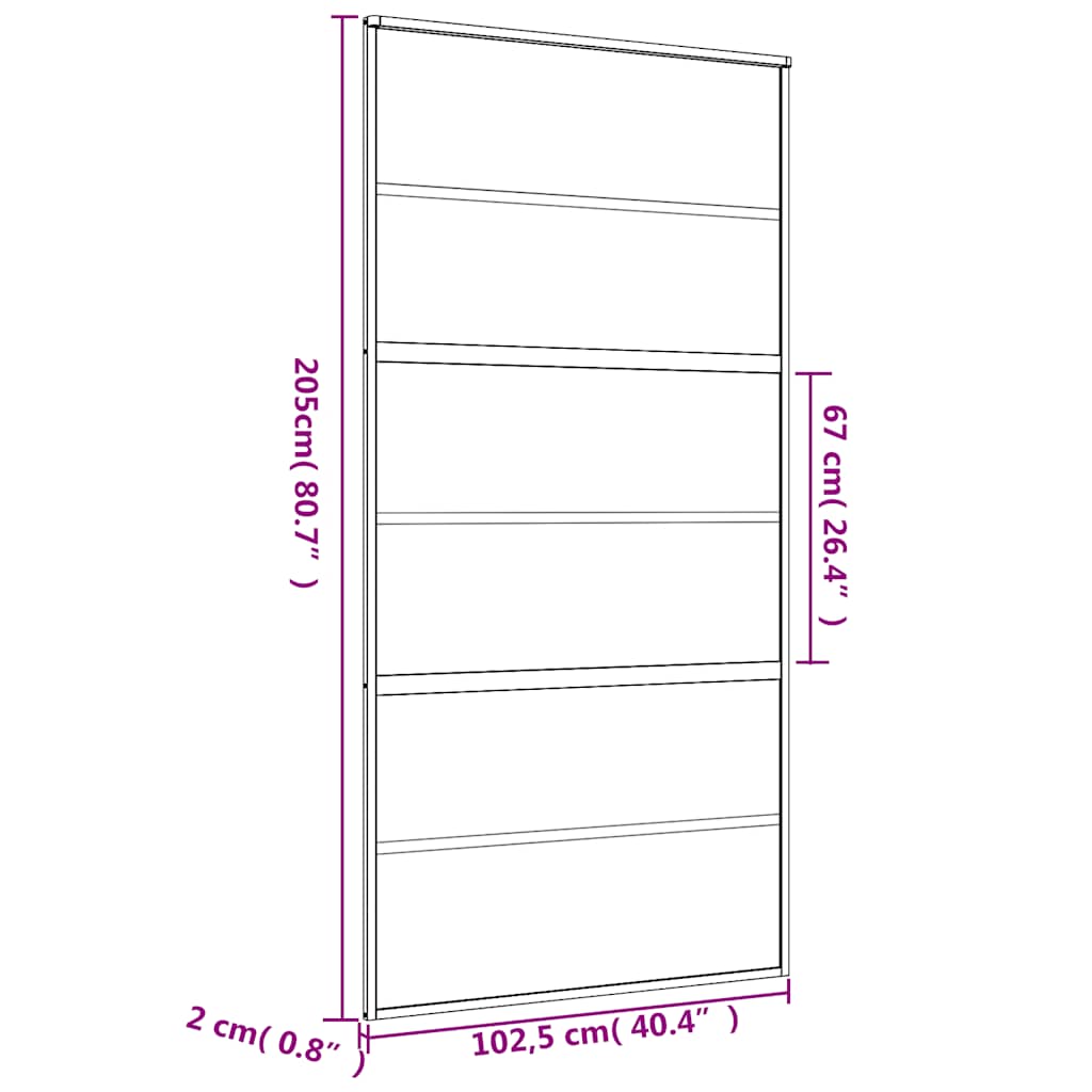 Schuifdeur 102,5x205 cm helder ESG-glas en aluminium goudkleur – afbeelding 9
