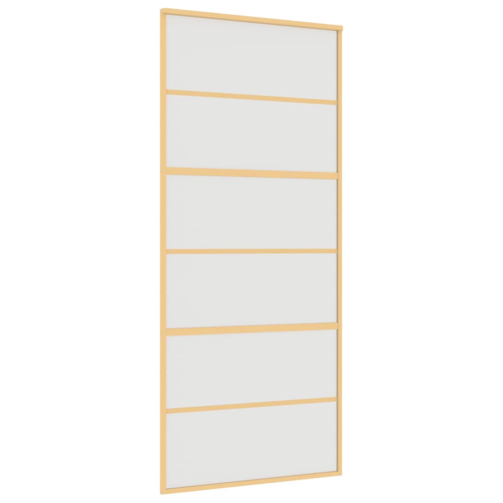 Schuifdeur 90x205 cm mat ESG-glas en aluminium goudkleurig – afbeelding 2